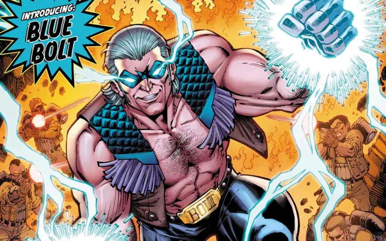 West Coast Avengers cover crop Blue Bolt