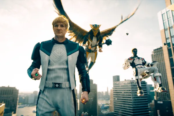 (From L-R) NATHAN FILLION as Guy Gardner, ISABELA MERCED as Hawkgirl and EDI GATHEGI as Mr. Terrific in DC Studios’ and Warner Bros. Pictures’ “SUPERMAN,” a Warner Bros. Pictures release.
