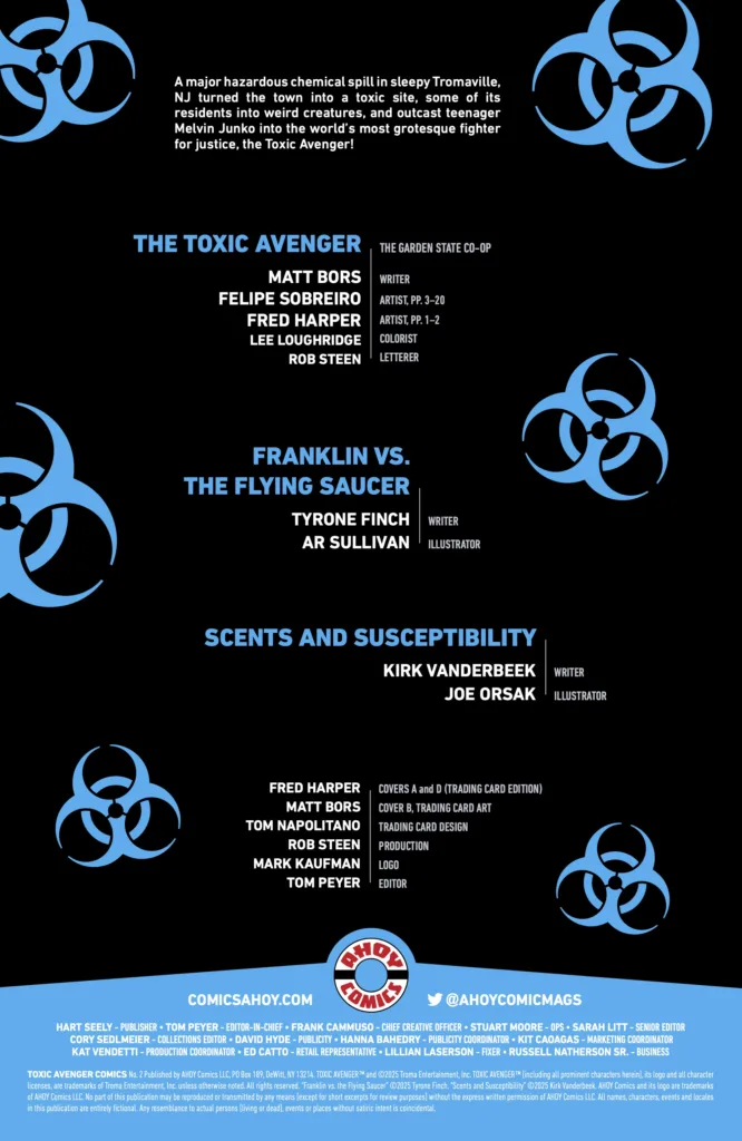 The Toxic Avenger Comics #2 credits