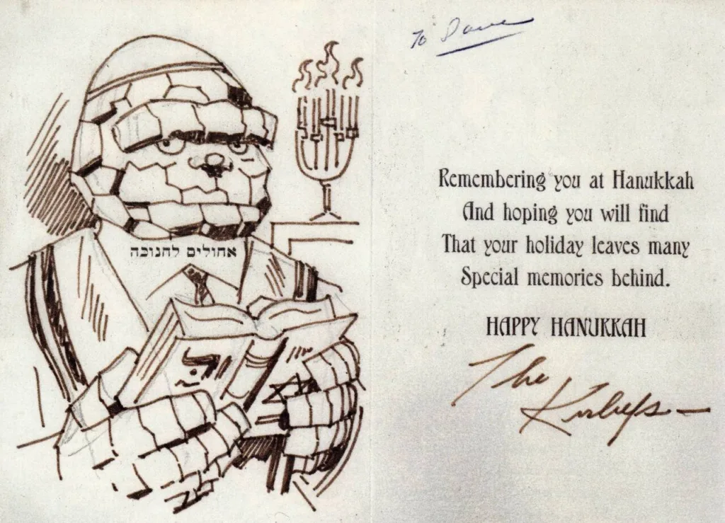 A 1976 Hannukah card from Jack Kirby featuring The Thing