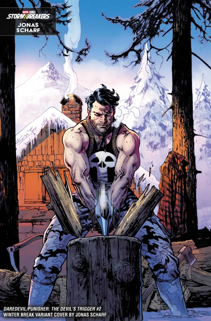 DAREDEVIL/PUNISHER: THE DEVIL'S TRIGGER #2 WINTER BREAK VARIANT COVER BY JONAS SCHARF – 75960621442600221