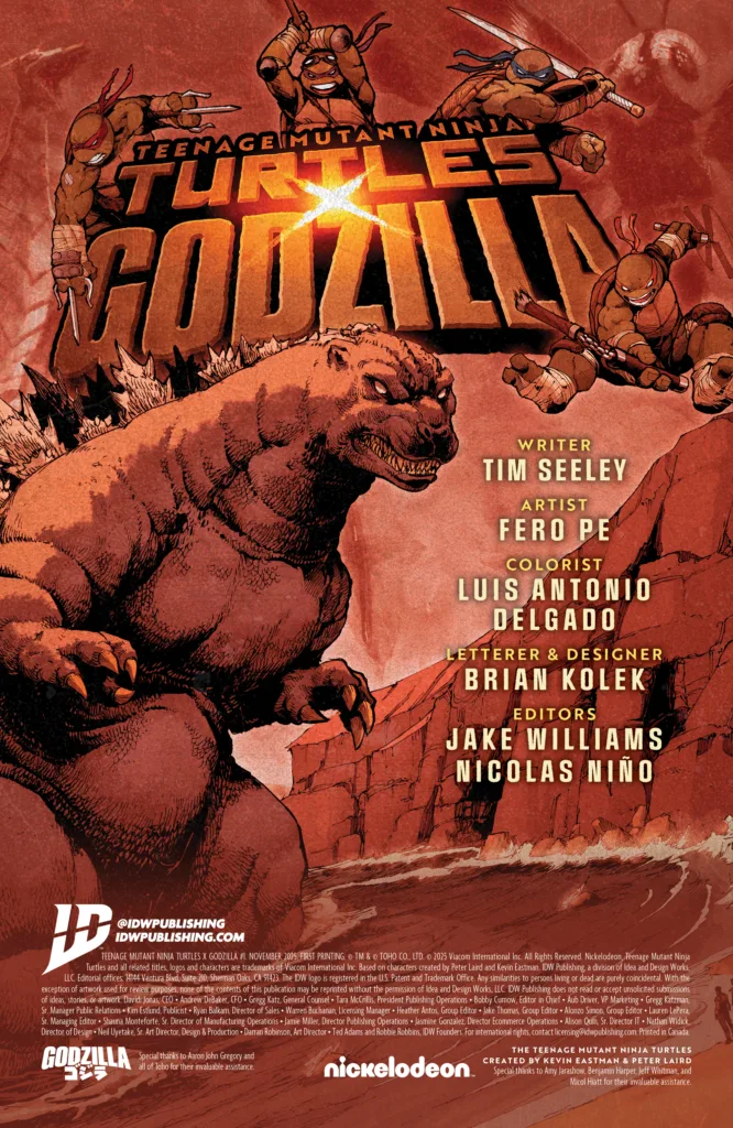 TMNT x Godzilla #1 credits