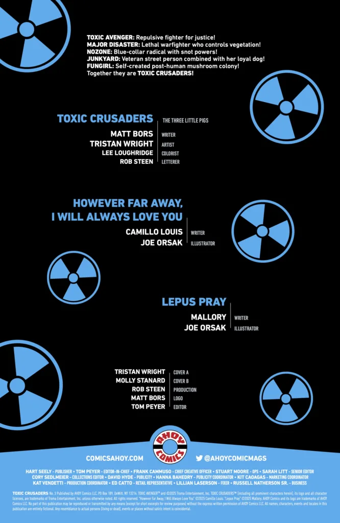 Toxic Crusaders #3 credits