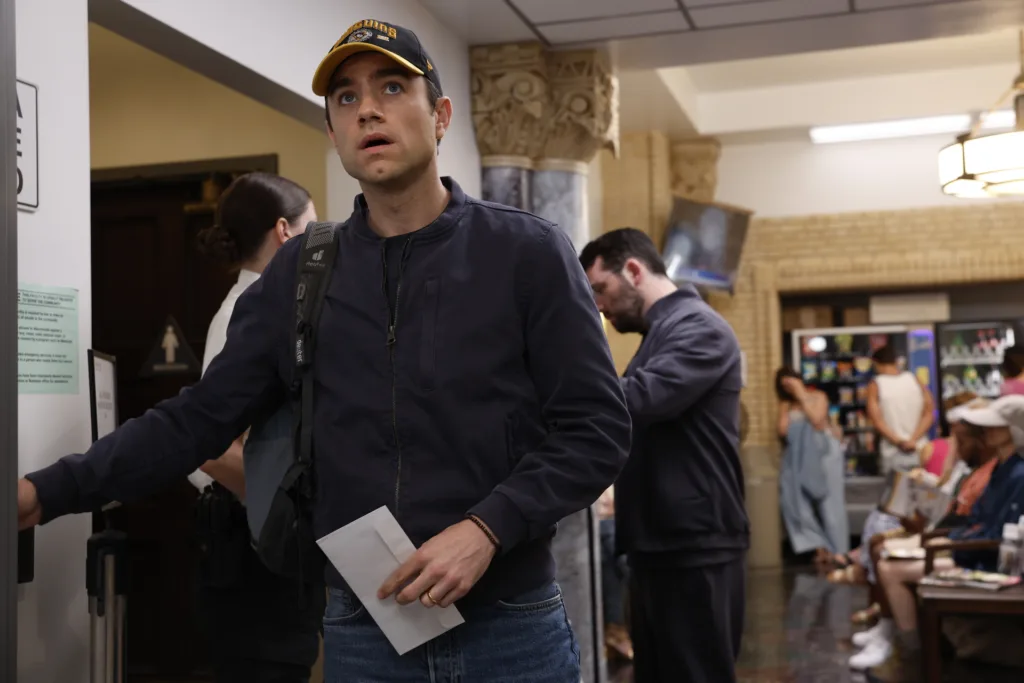 Langdon greets Lupe, then encounters Louie the alcoholic. (Warrick Page/MAX) The Pitt Season 2