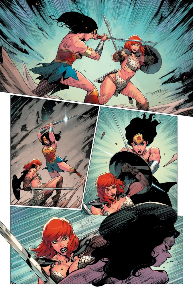 DC K.O.: Boss Battle #1 preview pages - Wonder Woman versus Red Sonja