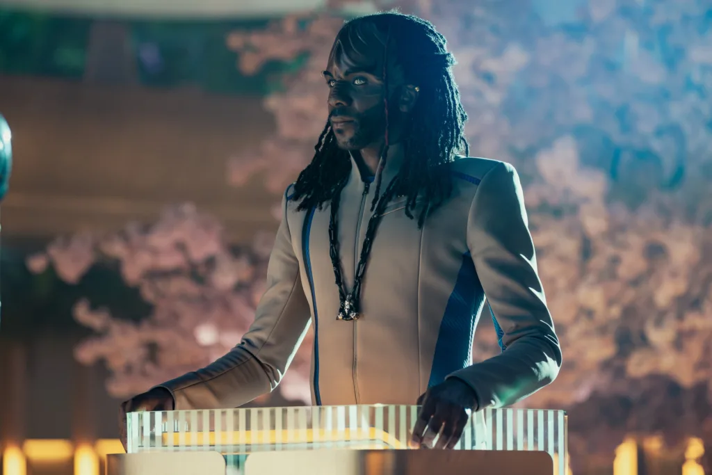 Karim Diané as Jay-Den in Star Trek: Starfleet Academy, episode 4, season 1, streaming on Paramount+, 3035. Photo Credit: Brooke Palmer/Paramount+.