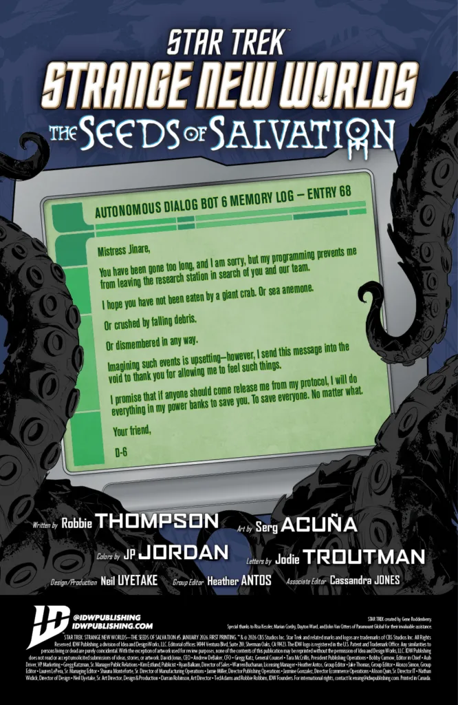 Star Trek Strange New Worlds Seeds of Salvation #5 credits
