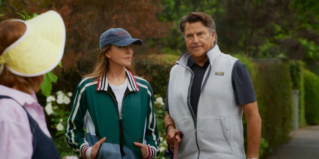 Christa Miller and Ted McGinley as Liz and Derek on Shrinking Season 3