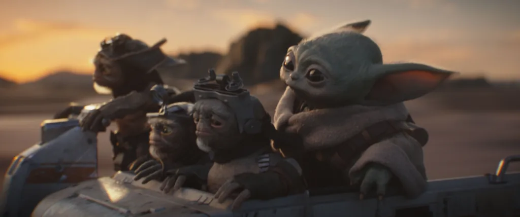 (L-R) Bai, Clang, Keeto and Grogu in Lucasfilm's THE MANDALORIAN & GROGU. Photo courtesy of Lucasfilm. © 2025 Lucasfilm Ltd™. All Rights Reserved.