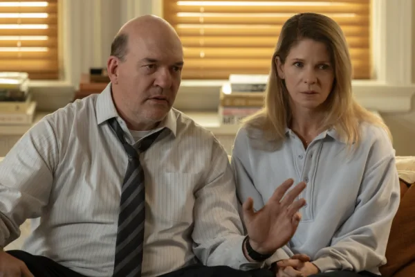 The Beauty -- "Beautiful Living Rooms" -- Season 1, Episode 7 (Airs Wed, Feb 18) -- Pictured (L-R): John Carroll Lynch as Agent Meyer Williams, Kelli O'Hara as Juliana Williams. CR: Eric Liebowitz/FX