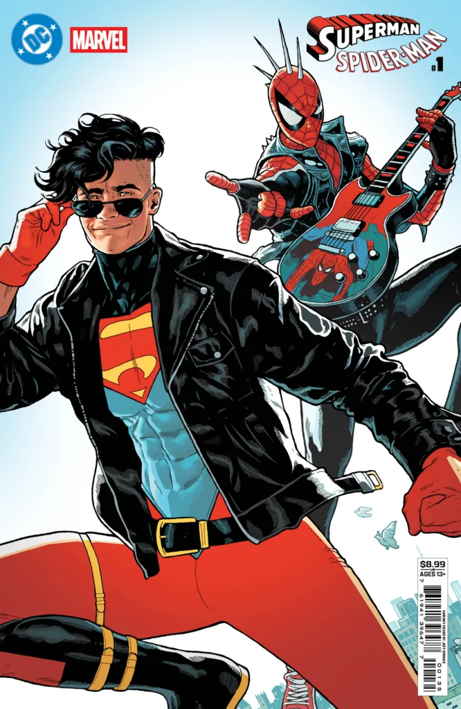 Superman/Spider-Man #1 variant by Jeff Spokes, featuring ‘90s Superboy and Spider-Punk