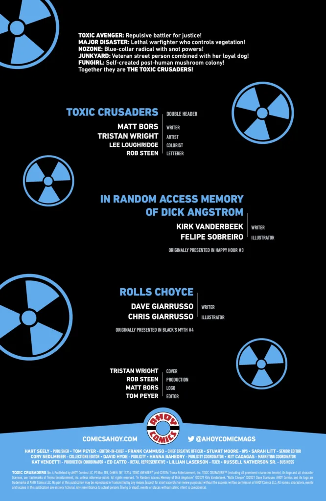 Toxic Crusaders #4 credits