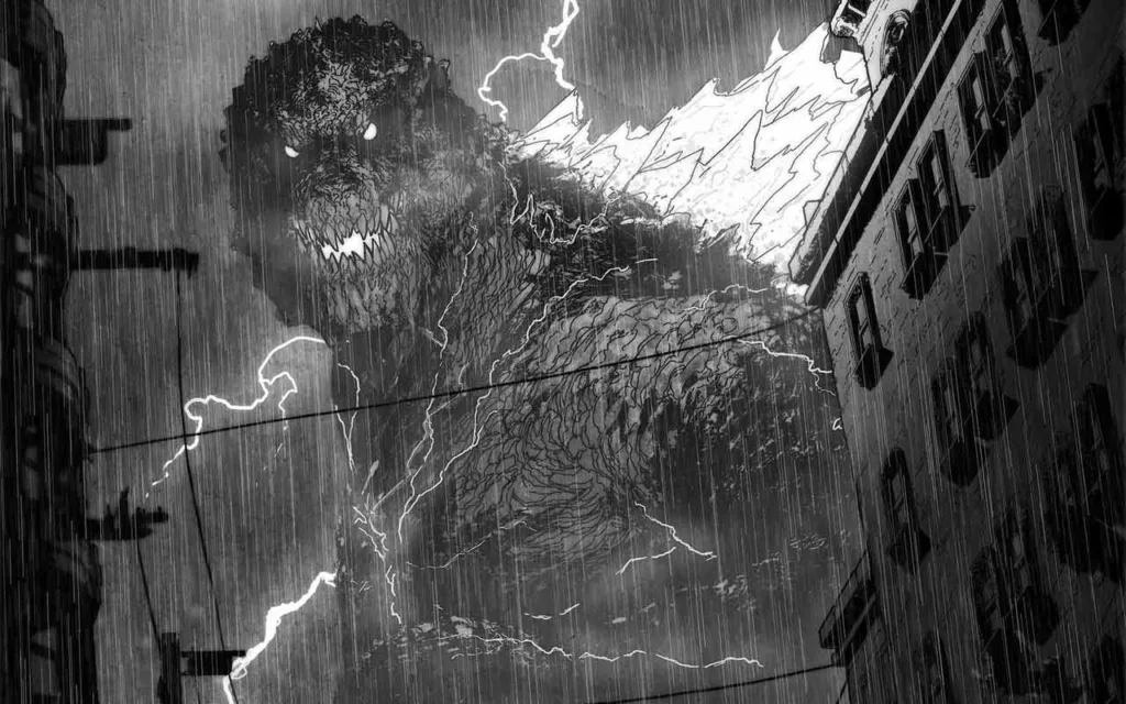 THE HORROR OF GODZILLA #1 Cover inks by Tristan Jones